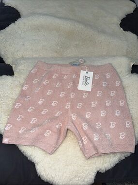 Barbie Barefoot Dreams Light Pink Knit Logo Lounge Shorts